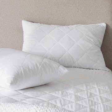 Luxury Pure Cotton Quilted Pillow Protector, Pair, W65 x L65cm