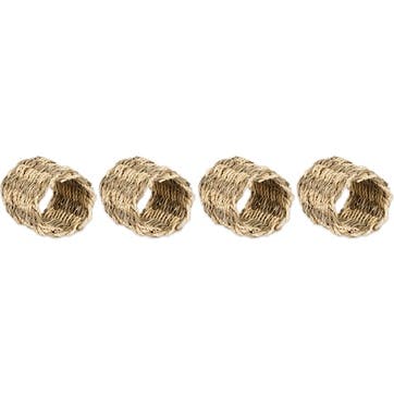 Aarushu Set of 4 Napkin Rings D5cm, Natural