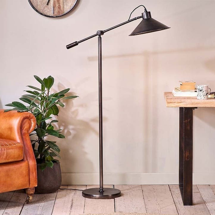 Anara Armed Floor Lamp H154cm, Aged Brozne