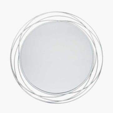 Metal Round Mirror D90cm, Antique Silver