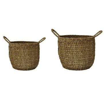 Seagrass, Set Of 2 Lined Baskets, Natural