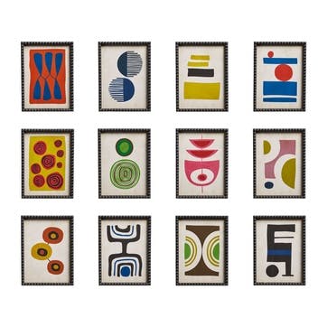 Set of Twelve Dera Framed Abstracts Prints, Multi