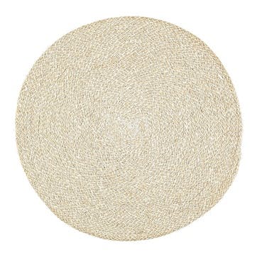 Jute Placemat D38cm, Pearl White