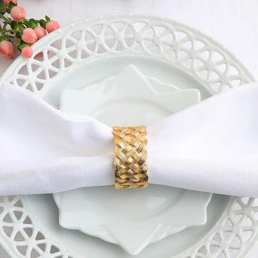 Braid Napkin Rings, Gold, Set of 4