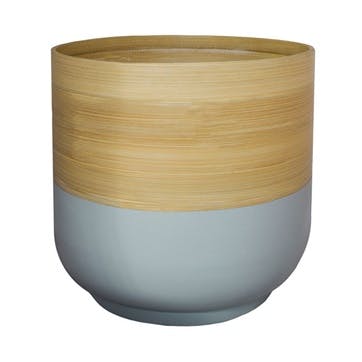 Bamboo Planter H20cm, Grey