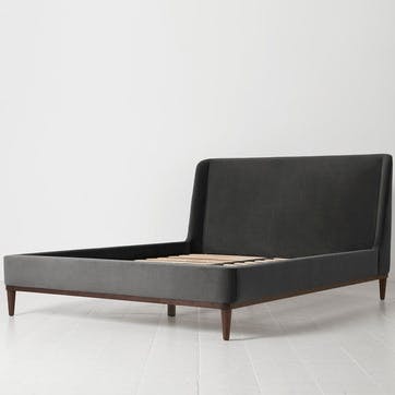 Bed 02 Velvet King Size Frame, Charcoal