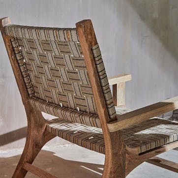 Yamuna Ticking Stripe Lounge Chair, Black & Natural