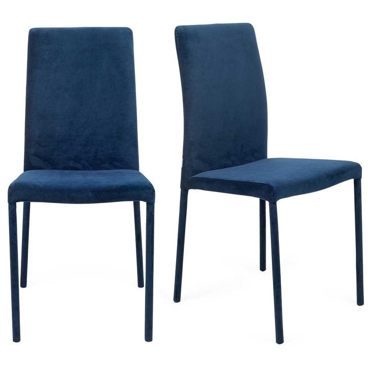 Bronte Pair of Dining Chairs, Velvet Indigo