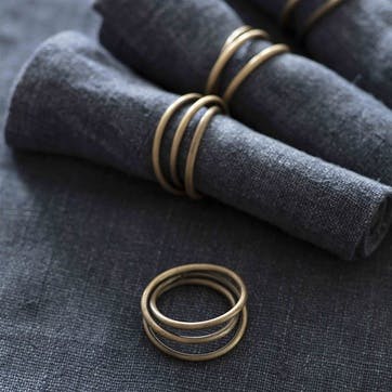 Napkin Rings, Brompton, Antique Brass, Set of 4