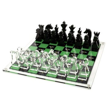 Chess board, W35.6 x D35.6 x H2cm, Casacarta, Bee, Green/Black