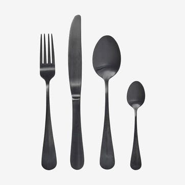 Dori Set Of 4 Cutlery, Black