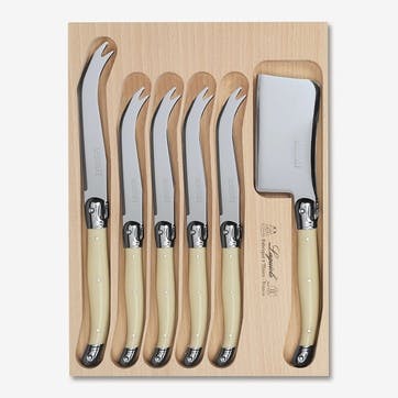 6 Piece Cheese Knife in Tray , Ivory