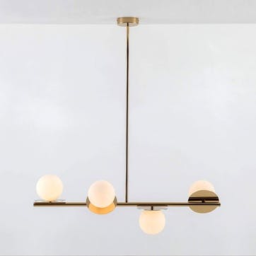 Disk Opal Pendant Light H108cm, Brass