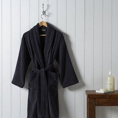 grey bath robe