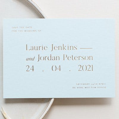 paper grace gold and blue save the date