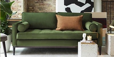 swyft velvet green sofa