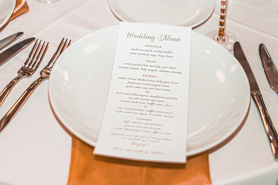 wedding menu stationery
