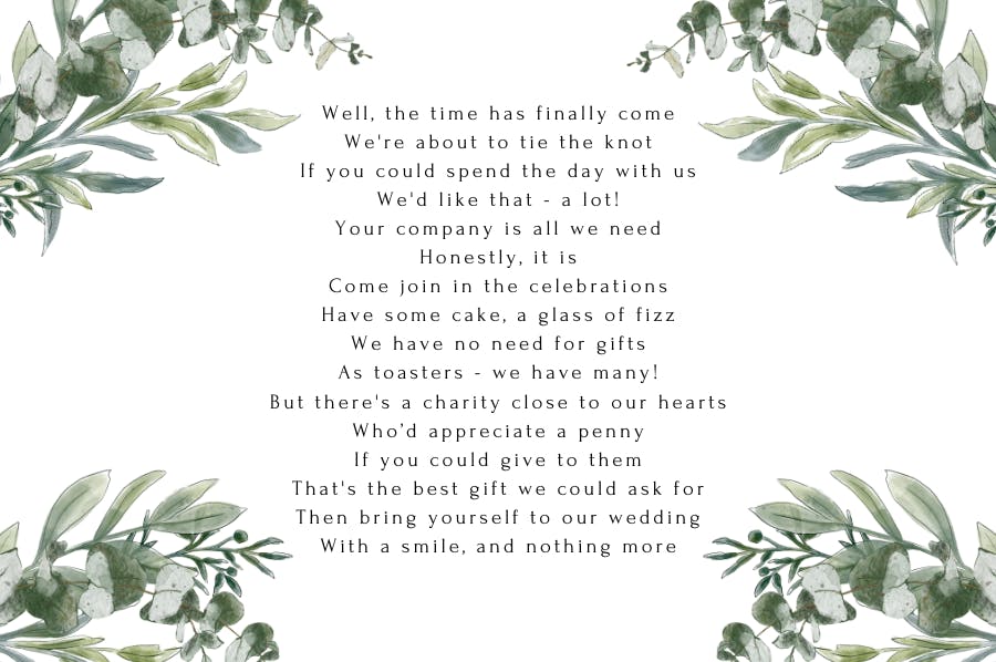 wedding poem for gifts from guest
