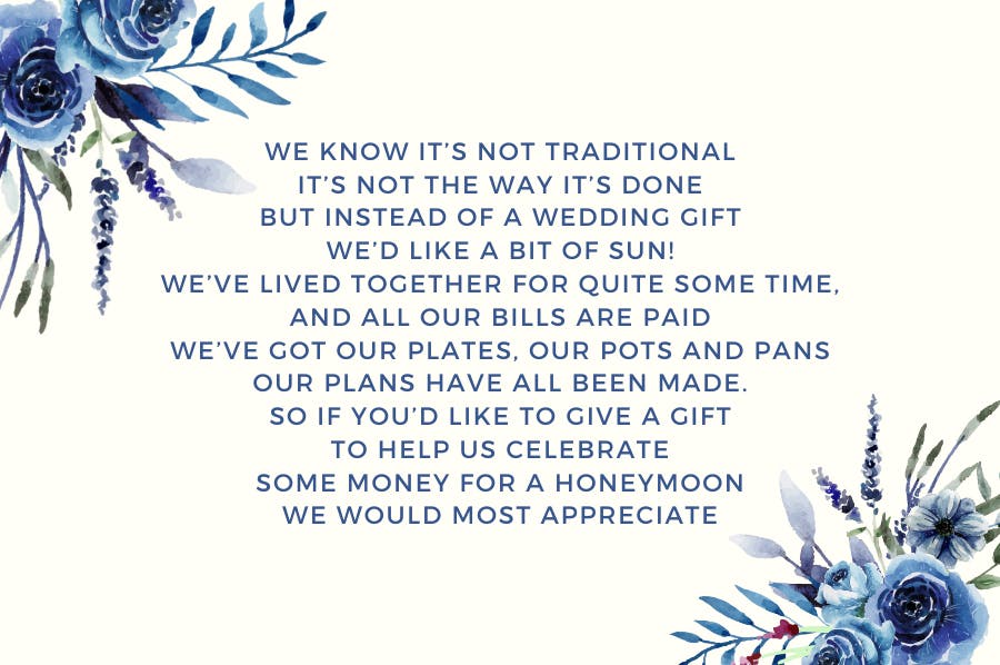 wedding poem for gift lists